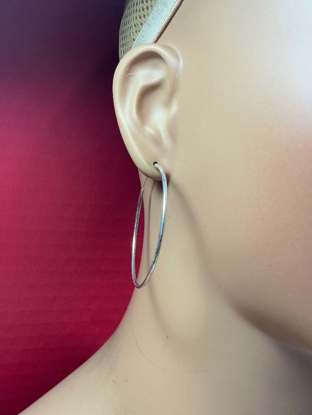 Sterling Silver Continuous Hoop Earrings. 1.75 inch diameter